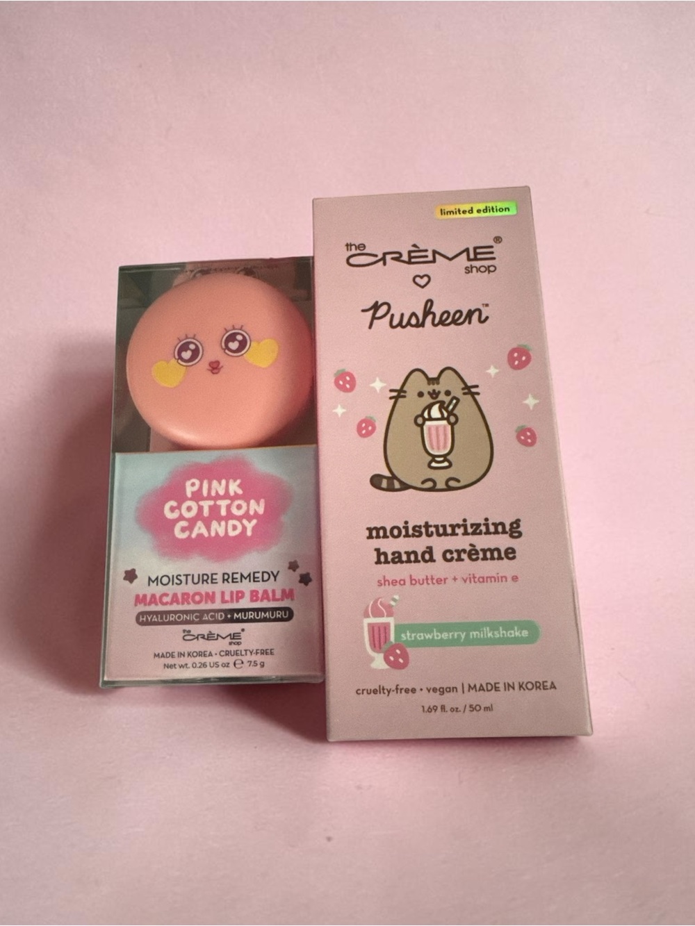 Creme Shop Strawberry Milkshake hand Creme & Macaron lip balm cotton candy